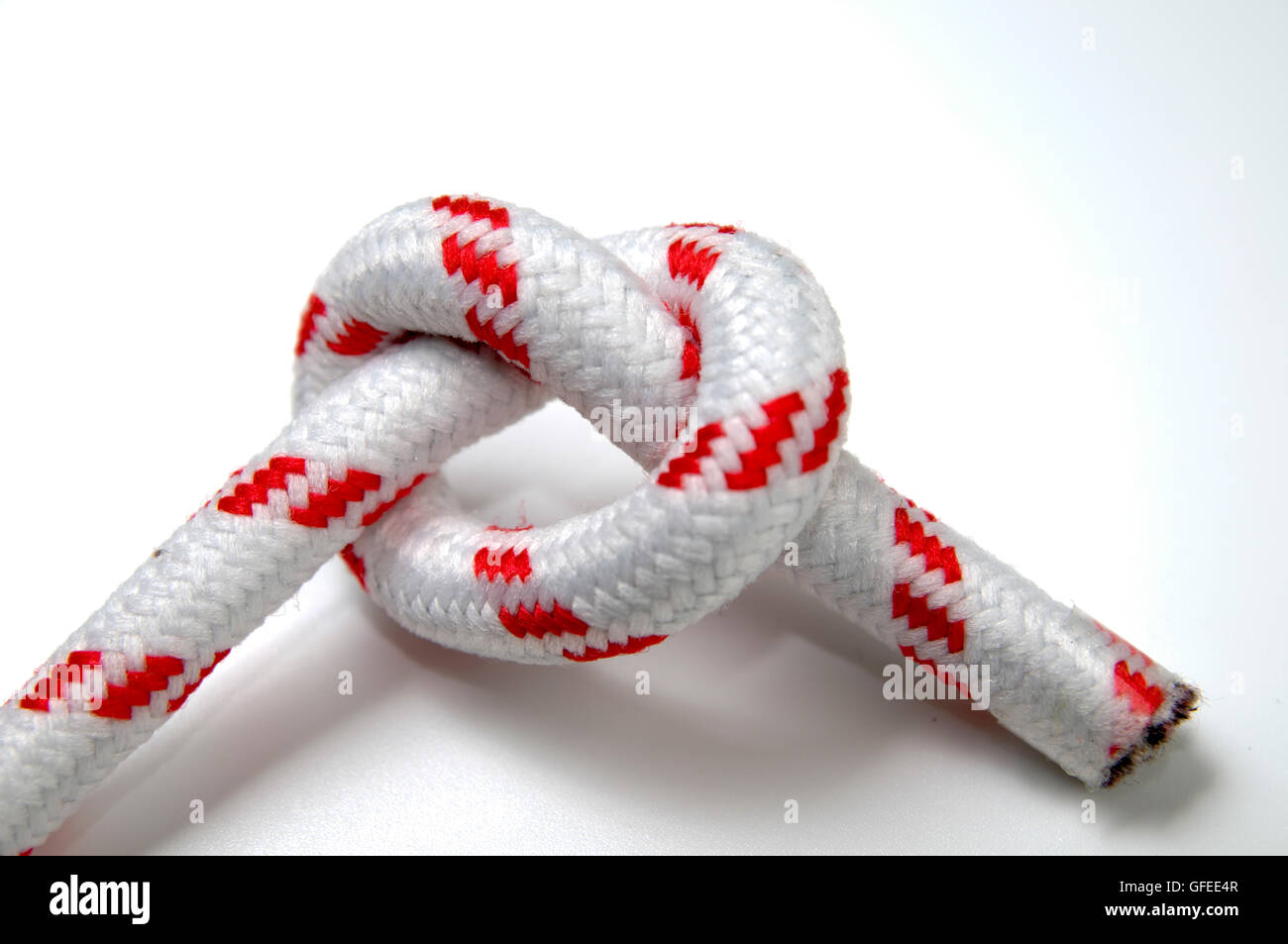 Overhand Knot on white background Stock Photo
