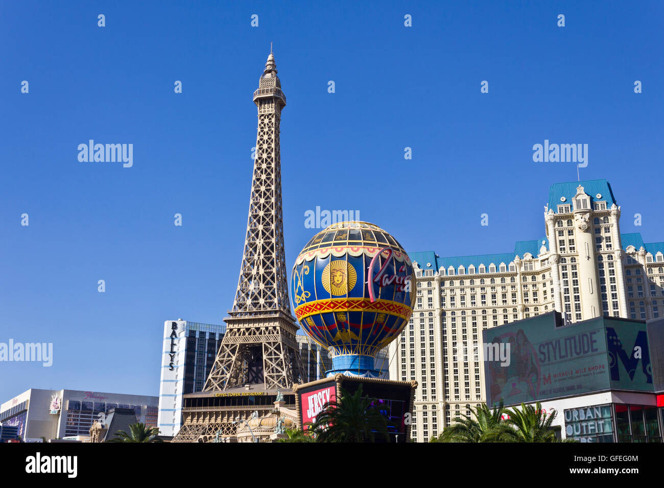 Las Vegas - Circa July 2016: Exterior of the Paris Las Vegas. With a Half-Size Eiffel Tower II Stock Photo