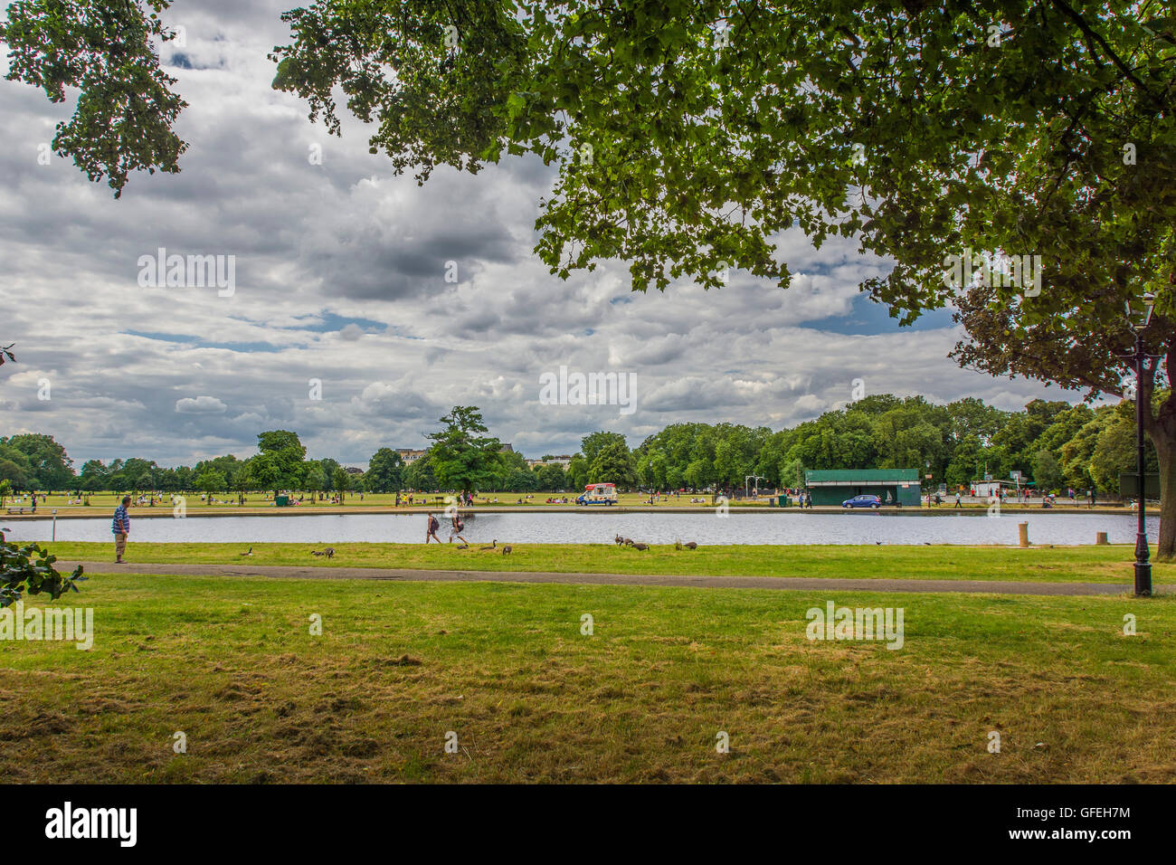 Clapham Common on a cloudy summer’s afternoon Stock Photo