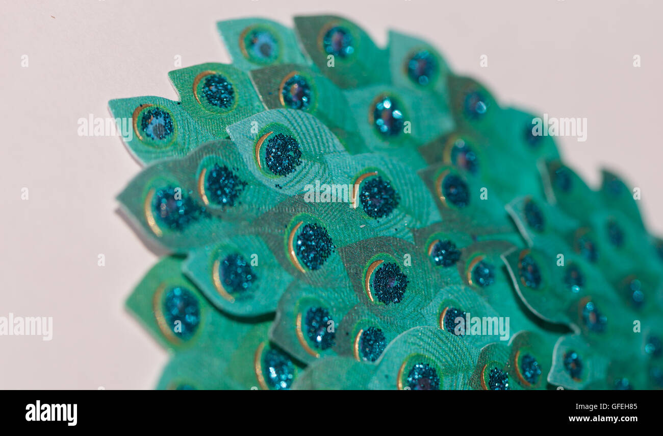 Blue green peacock colored paper background with glitter Stock Photo