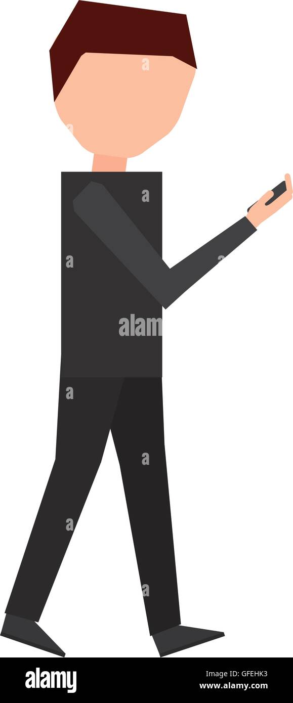 man male young using smartphone icon Stock Vector Image & Art - Alamy