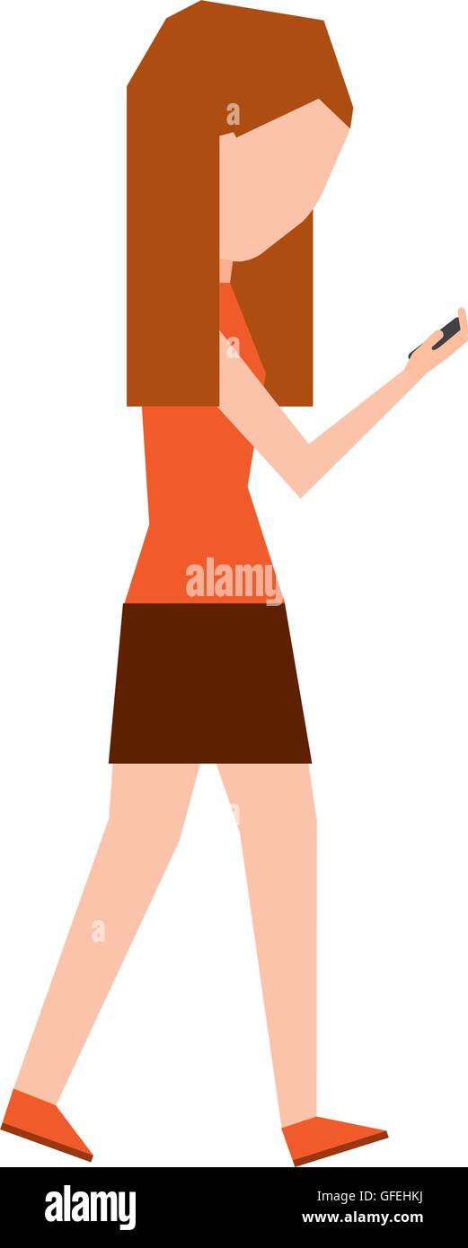 woman female young using smartphone icon Stock Vector Image & Art - Alamy