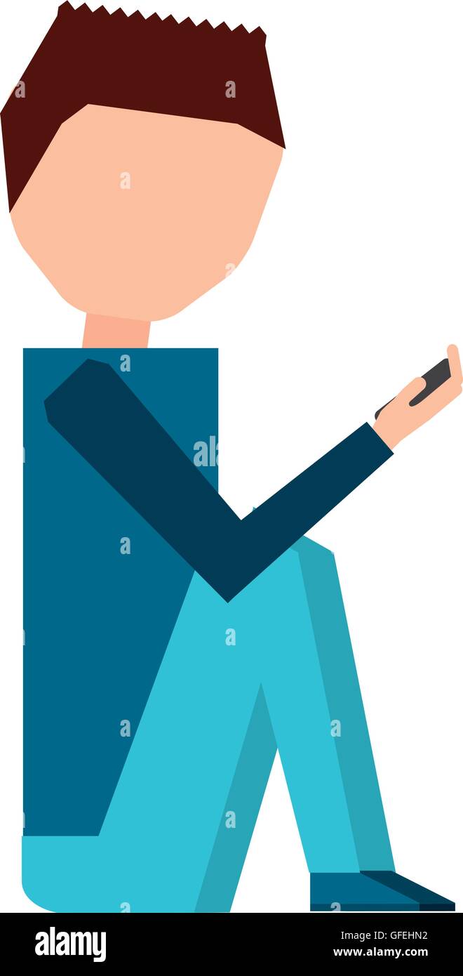 man male young using smartphone icon Stock Vector Image & Art - Alamy