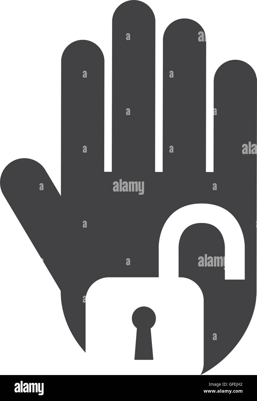 hand human stop padlock silhouette Stock Vector Image & Art - Alamy