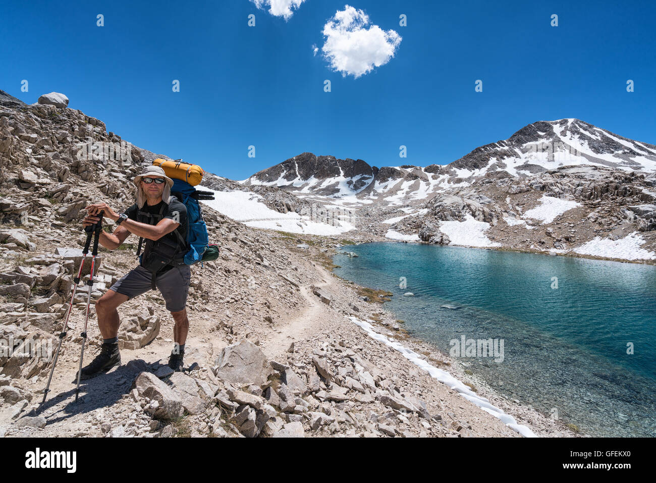 Hiking the John Muir Trail at Kings Canyon National Park, California, United States of America, North America Stock Photo