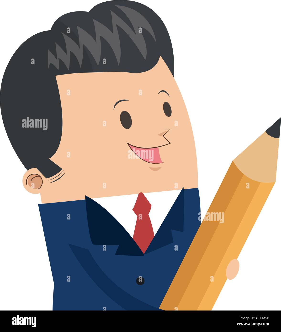 cute businessman holding pencil icon Stock Vector Image & Art - Alamy