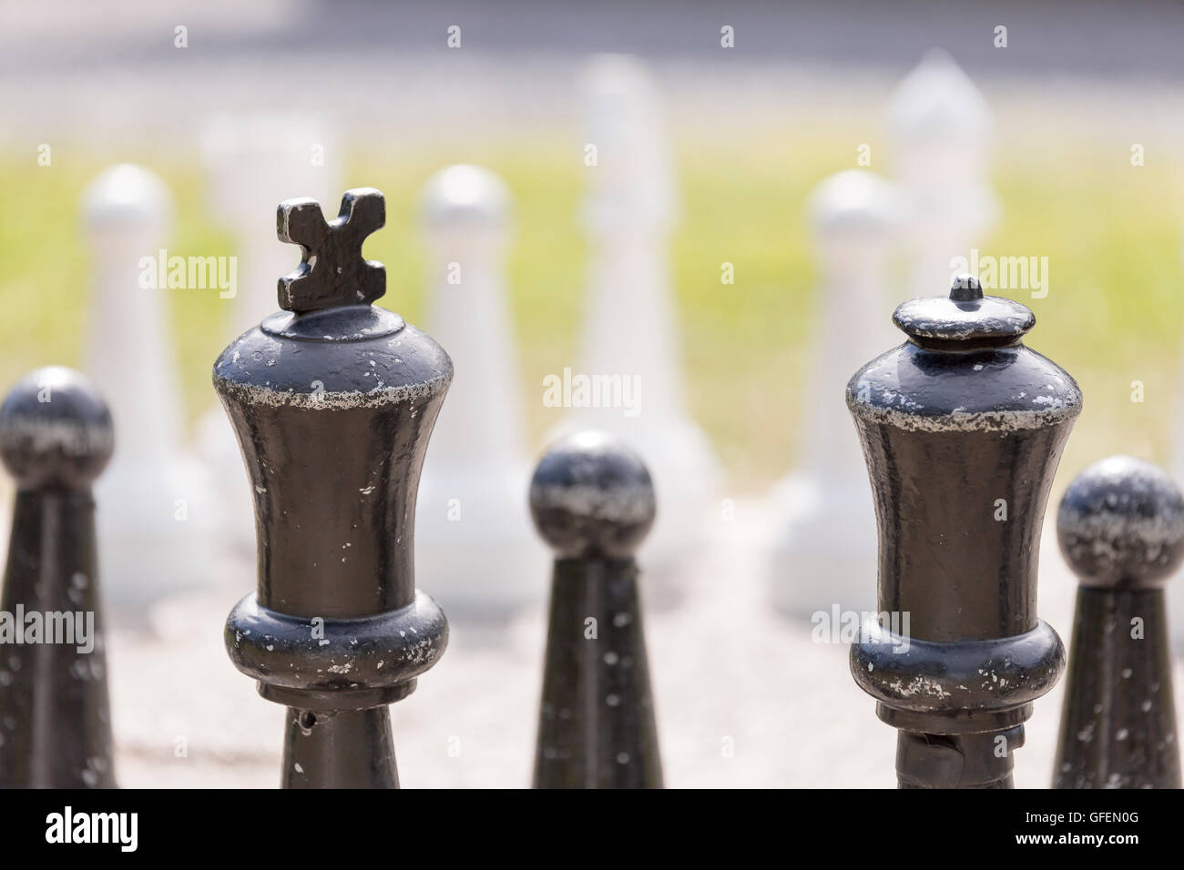 Chess Lawn Game with grass in the background Stock Photo - Alamy