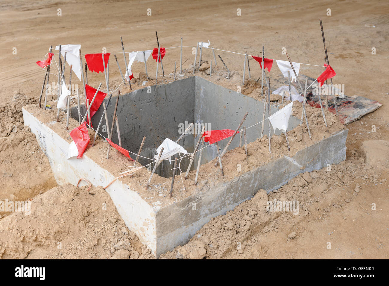reinforce iron cage in a construction site Stock Photo
