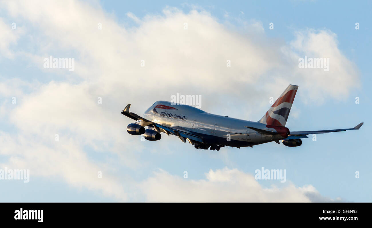 Passenger Aircraft in British Airways Livery. Boeing 747 Stock Photo