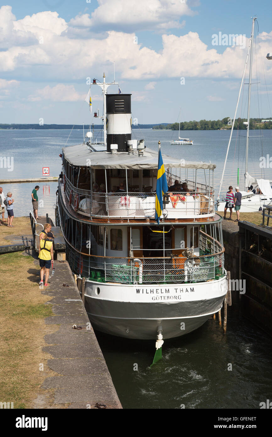 MOTALA SWEDEN July 25, 2016. Borenshults. The canal's second largest locks. It consists of five interconnected locks and is a ma Stock Photo
