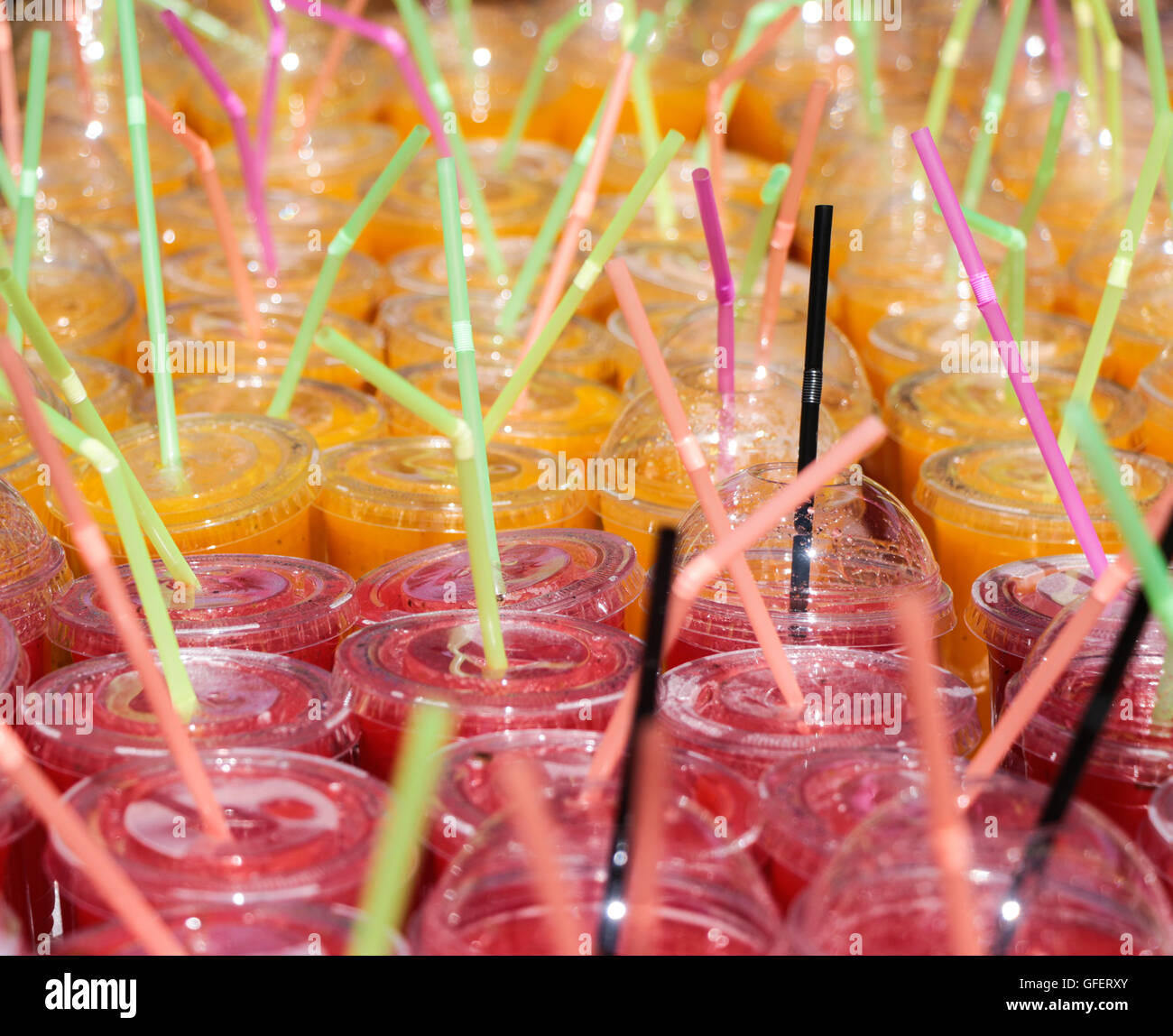 Fruit juices & Slurpy on show at Shoreditch Market in London, England