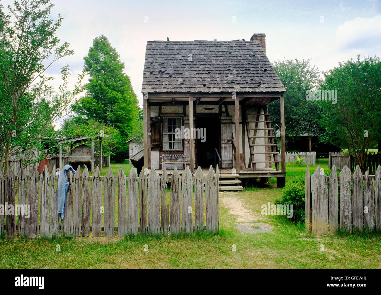 Traditional Acadian house at Louisiana State University Rural Life Museum at Baton Rouge, Louisiana, USA Stock Photo