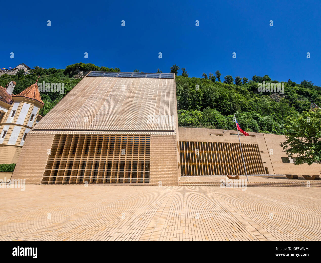 Parliament and government buildings, Vaduz, Principality of Liechtenstein, Europe Stock Photo