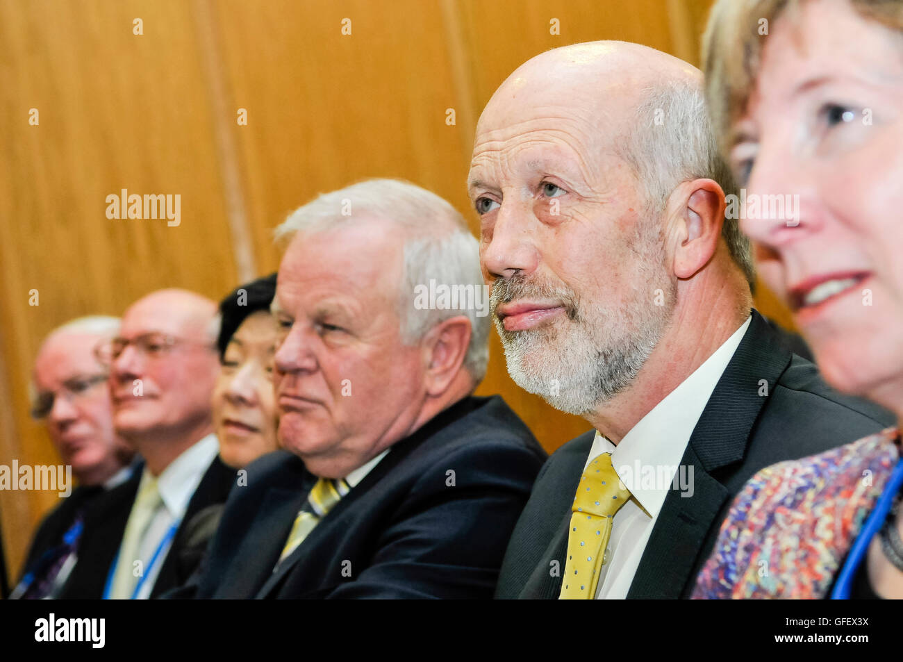 02/03/2013, Belfast. David Ford, Trevor Lunn, Anna Lo in the audience of the Alliance Party Conference. Stock Photo