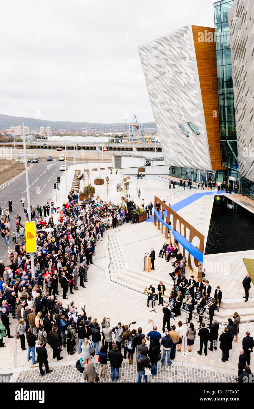 Belfast, UK. 31/03/2012. Belfast's Titanic Signature Building is opened to the public. Stock Photo