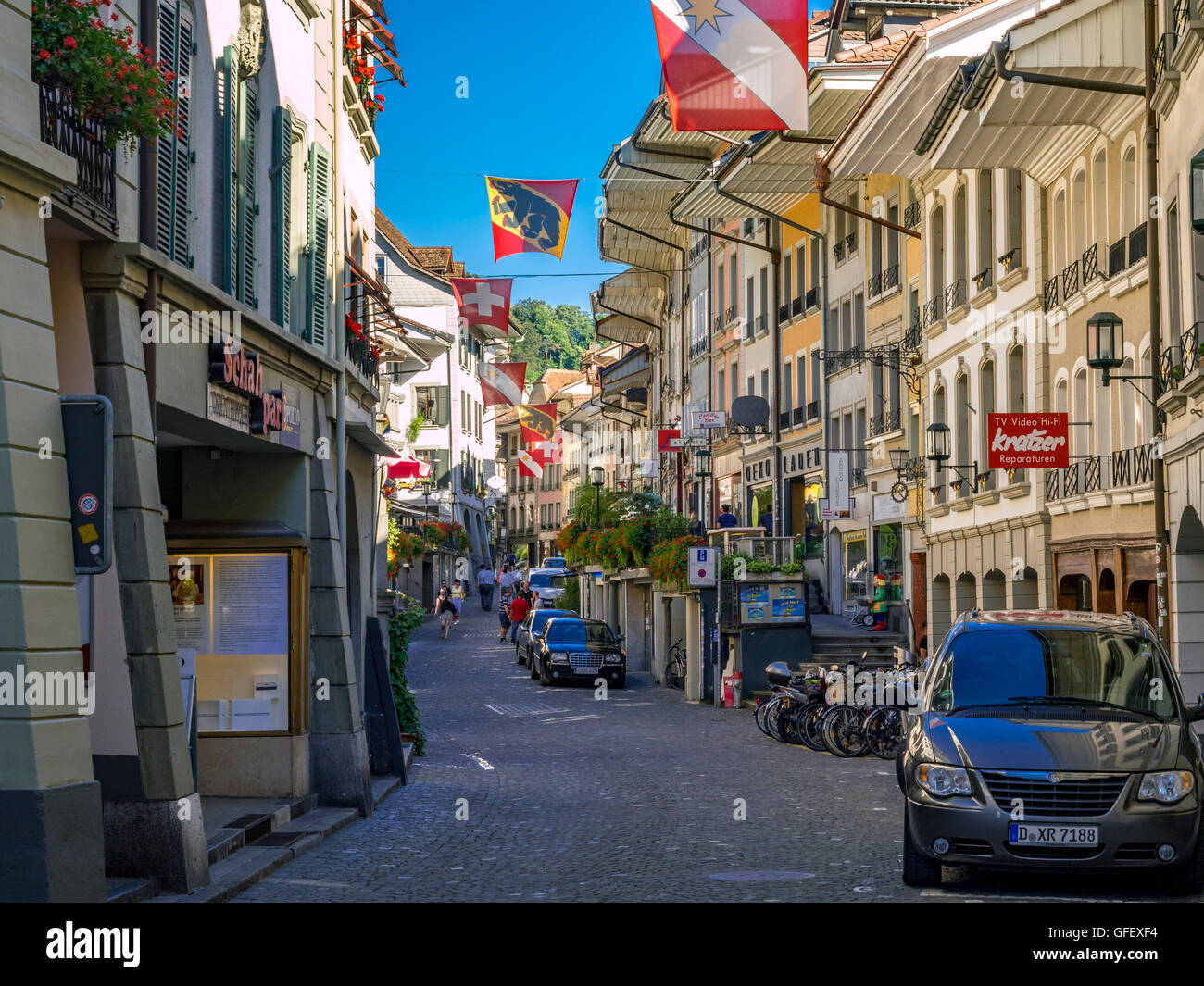 Old Town Of Thun, Obere Hauptgasse, Bernese Oberland, Canton Of Bern ...