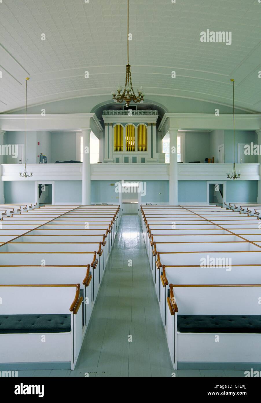 Interior of the Old Whalers Church in Edgartown on the island of Martha's Vineyard off Cape Cod, Massachusetts, New England, USA Stock Photo