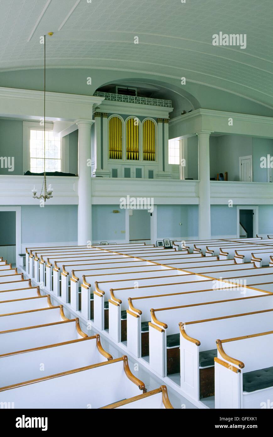 Interior of the Old Whalers Church in Edgartown on the island of Martha's Vineyard off Cape Cod, Massachusetts, New England, USA Stock Photo