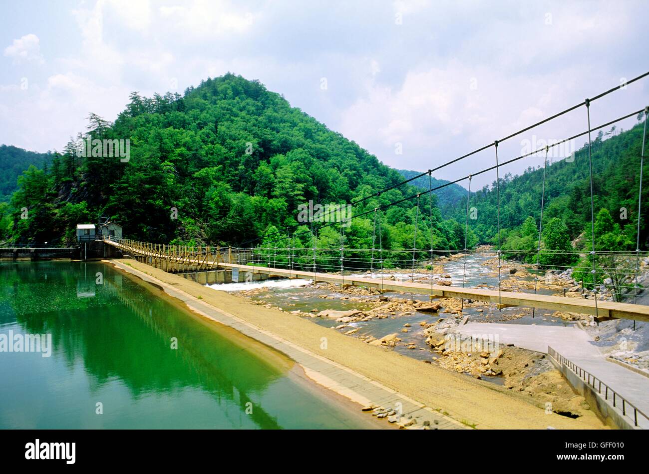 Part of the Tennessee Valley Authority river hydro energy system near Ducktown, Tennessee, USA. Dam on Lake Ocoee Stock Photo