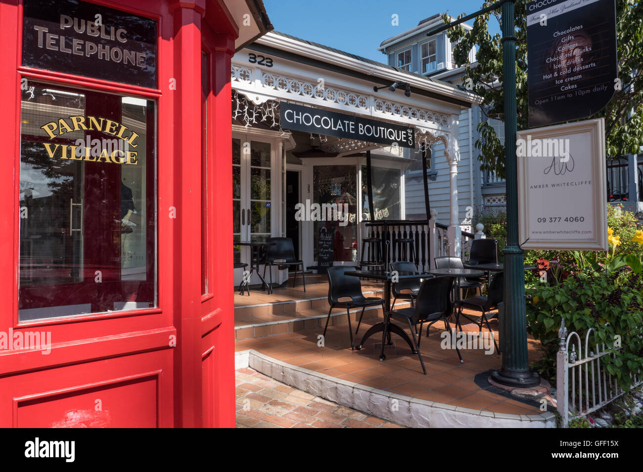 Café on Parnell Road, Parnell, Auckland, New Zealand. Stock Photo