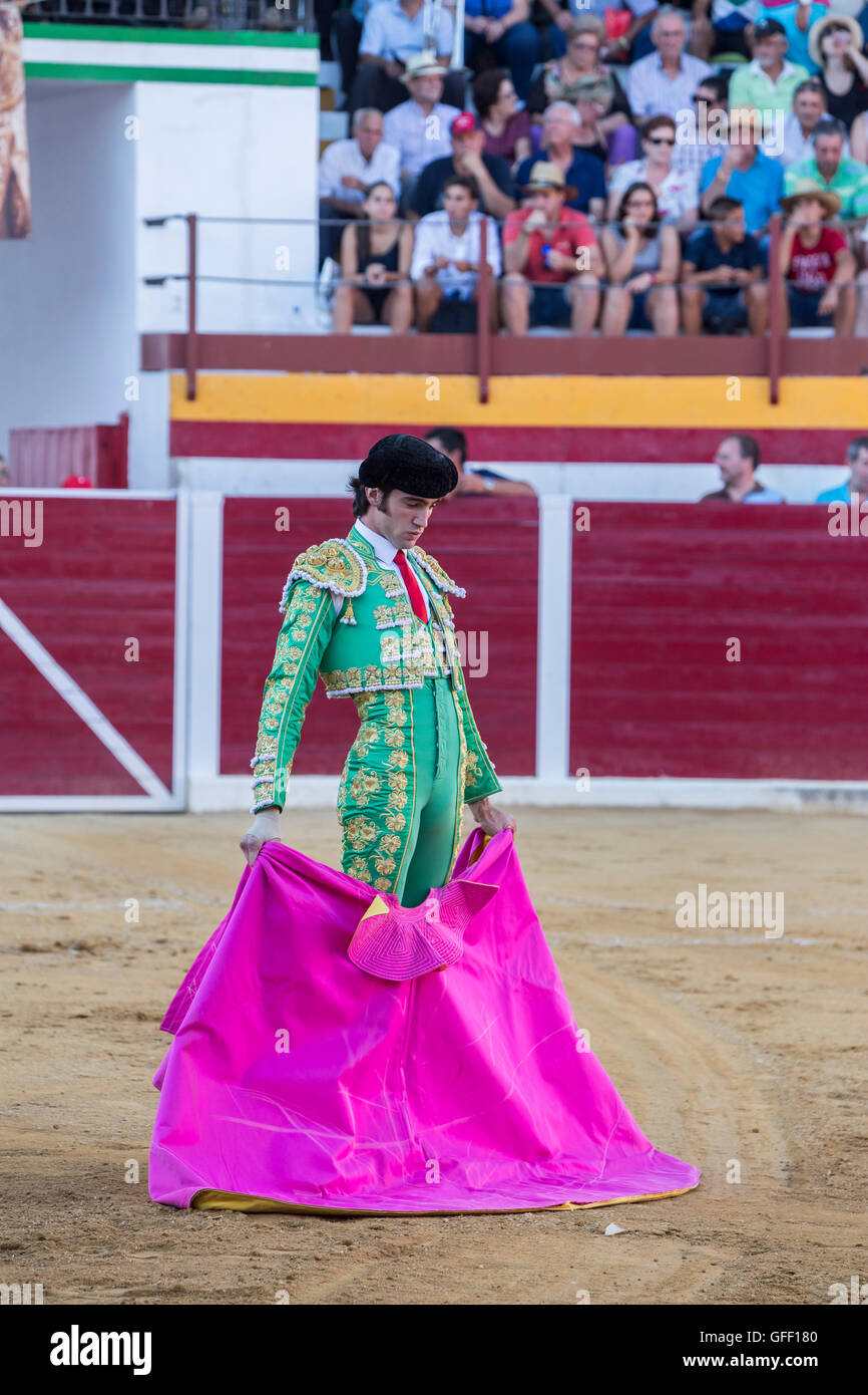 The Spanish Bullfighter Adrian de Torres bullfighting with the crutch