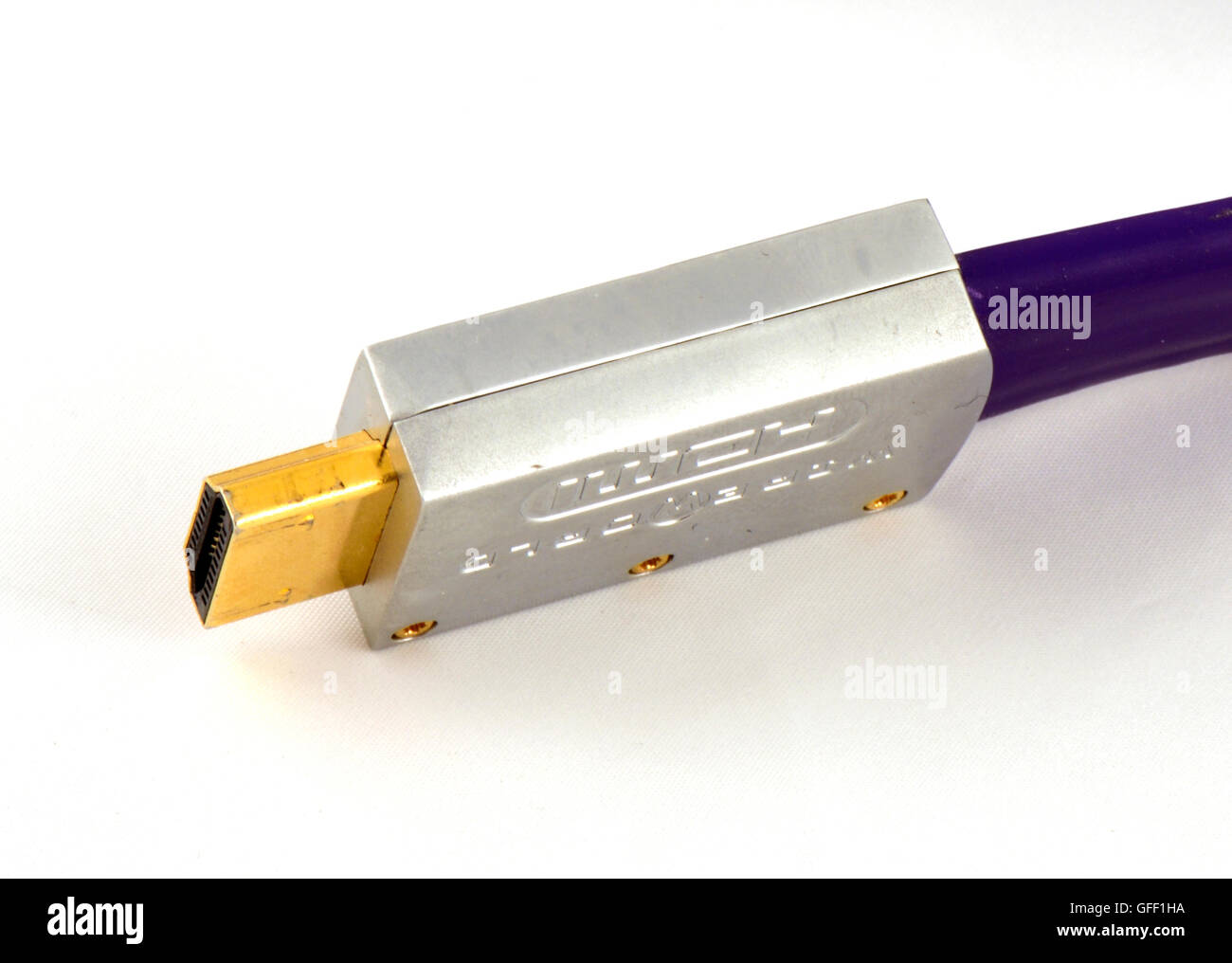 Gold plated HDMI cable connector blue ribbon Stock Photo Alamy