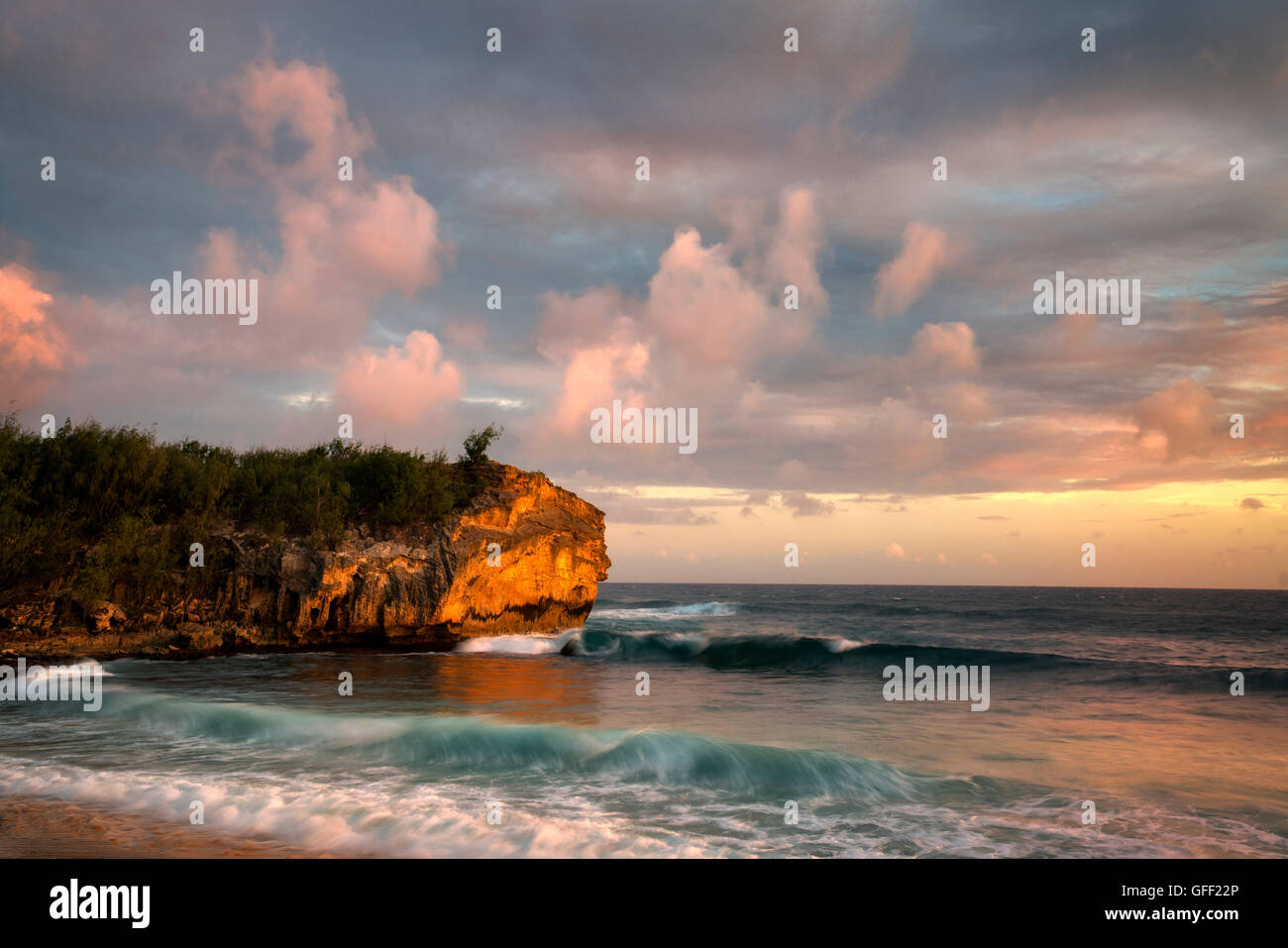 Sunset from Shipwreck Beach. Kauai; Hawaii Stock Photo