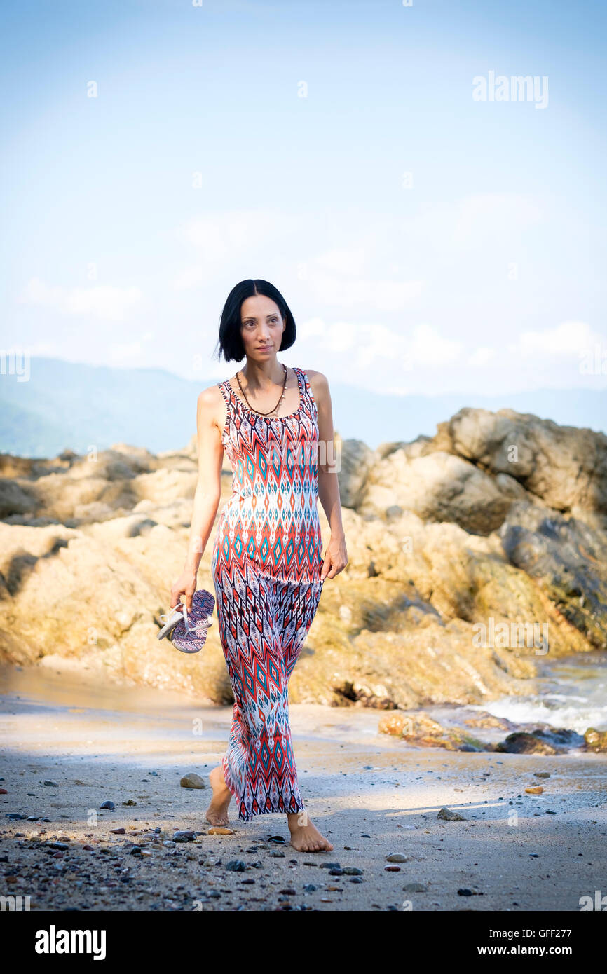 Asian Woman Walking At The Beach In Puerto Vallarta Jalisco Mexico Stock Photo Alamy