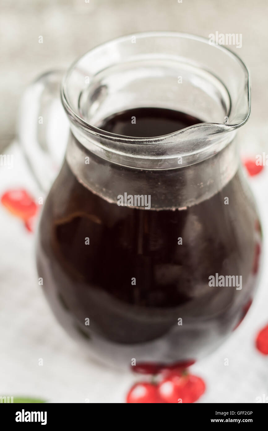 jar with cherry brandy liqueur wine Stock Photo Alamy