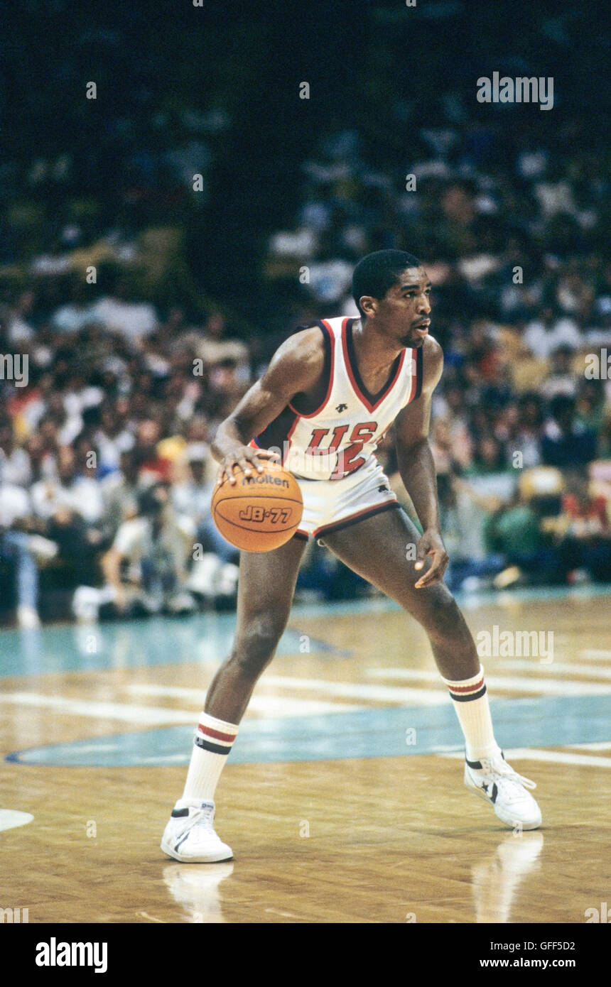 California - Los Angeles - 1984 Summer Olympic Games. Men's basketball. Leon Wood Stock Photo