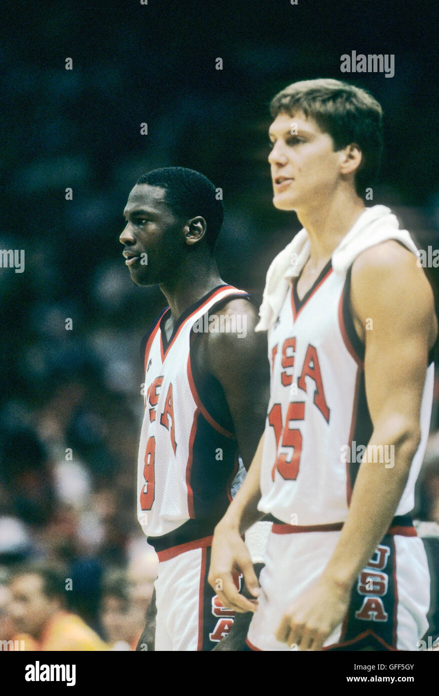 California - Los Angeles - 1984 Summer Olympic Games. Men's basketball. #9  Michael Jordan, #15 Jeffrey Turner Stock Photo - Alamy