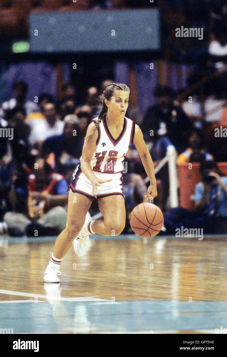 California - Los Angeles - 1984 Summer Olympic Games. Women's basketball. Kim Mulkey. Stock Photo