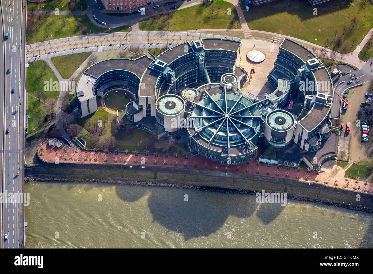 Aerial view, parliament, government seat of the state government of North Rhine-Westphalia, Duesseldorf, Rhineland Stock Photo