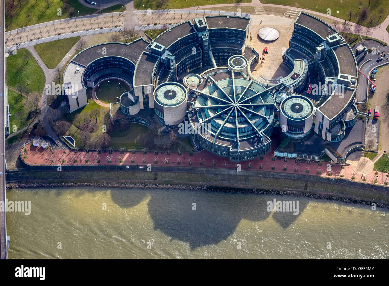 Aerial view, parliament, government seat of the state government of North Rhine-Westphalia, Duesseldorf, Rhineland Stock Photo
