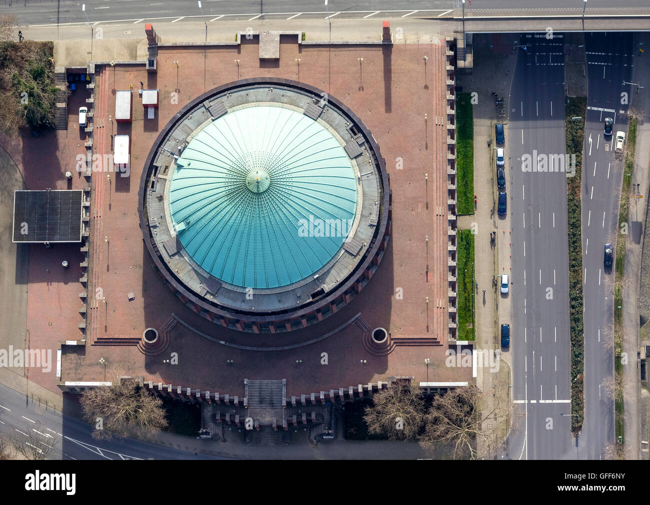 Aerial view, rotunda of the Tonhalle, Duesseldorf, Rhineland, North Rhine Westphalia, Germany, Europe, Aerial view, Stock Photo