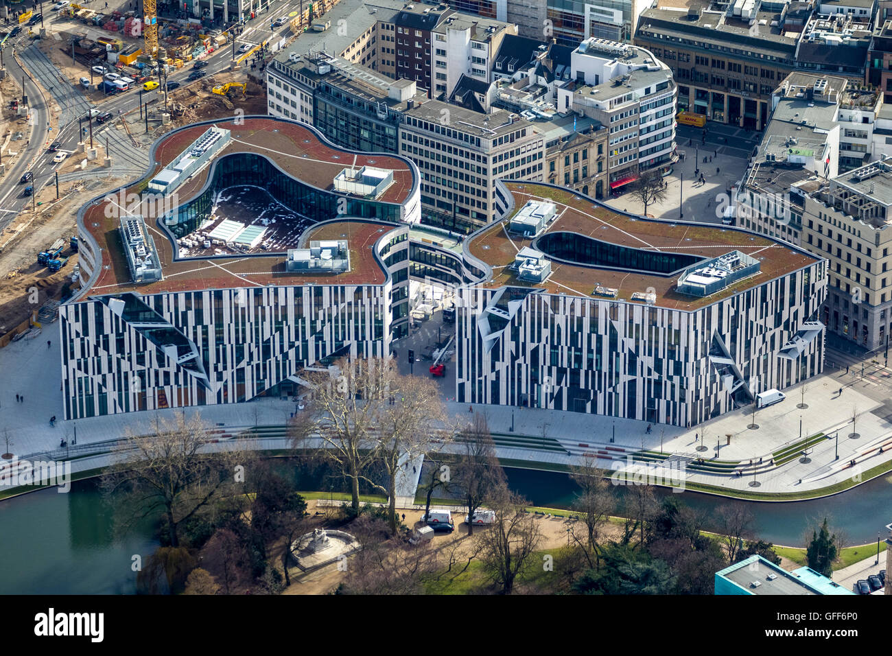 Aerial view, Jan-Wellem-Platz, Koe-Bogen, Berliner Allee, Duesseldorf, Rhineland, North Rhine Westphalia, Germany, Europe,Aerial Stock Photo