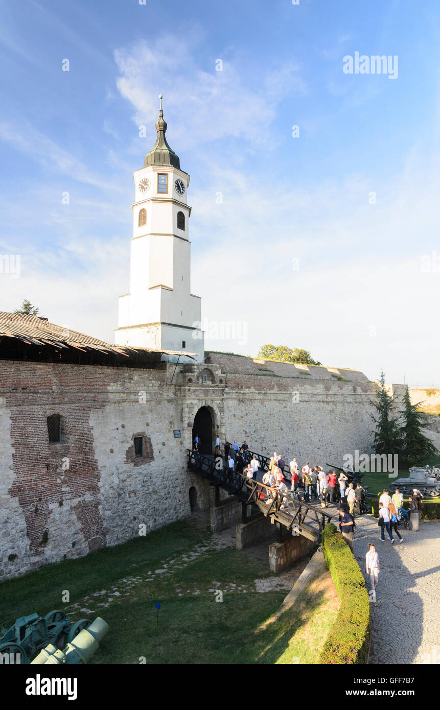 Beograd, Belgrade clock tower gate and clock tower of the fortress with the Kalemegdan Park and
