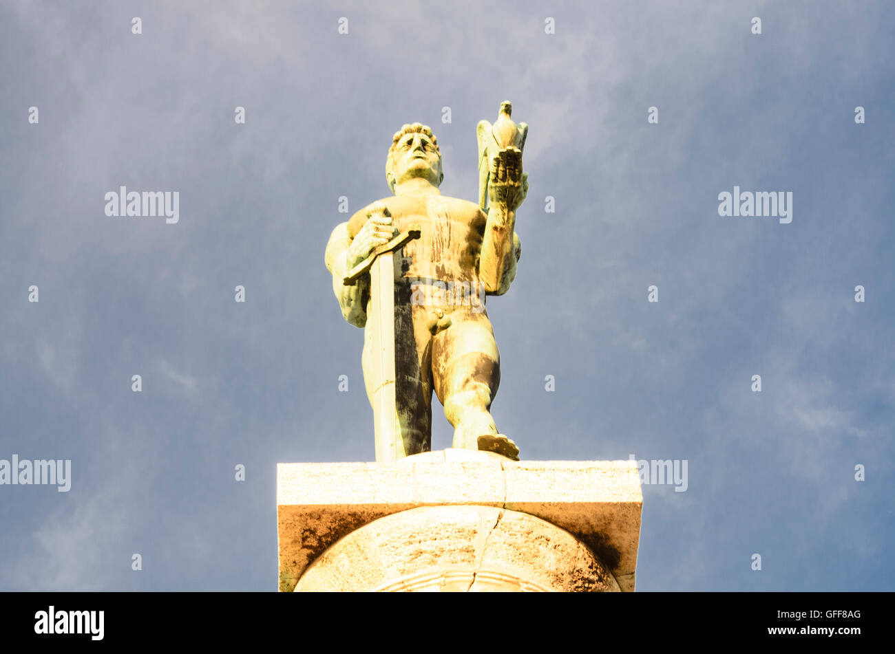 Beograd, Belgrade: Statue of Pobednik (victor) in the Kalemegdan Fortress, Serbia, , Stock Photo
