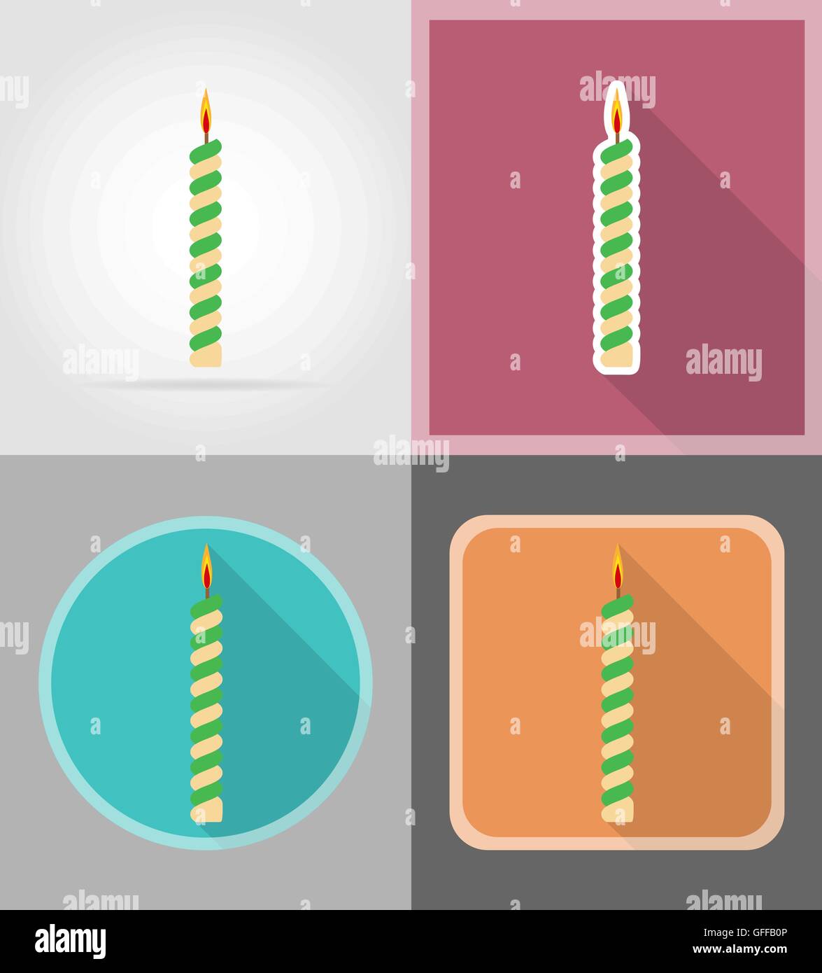 candles for the birthday cake flat icons vector illustration isolated ...