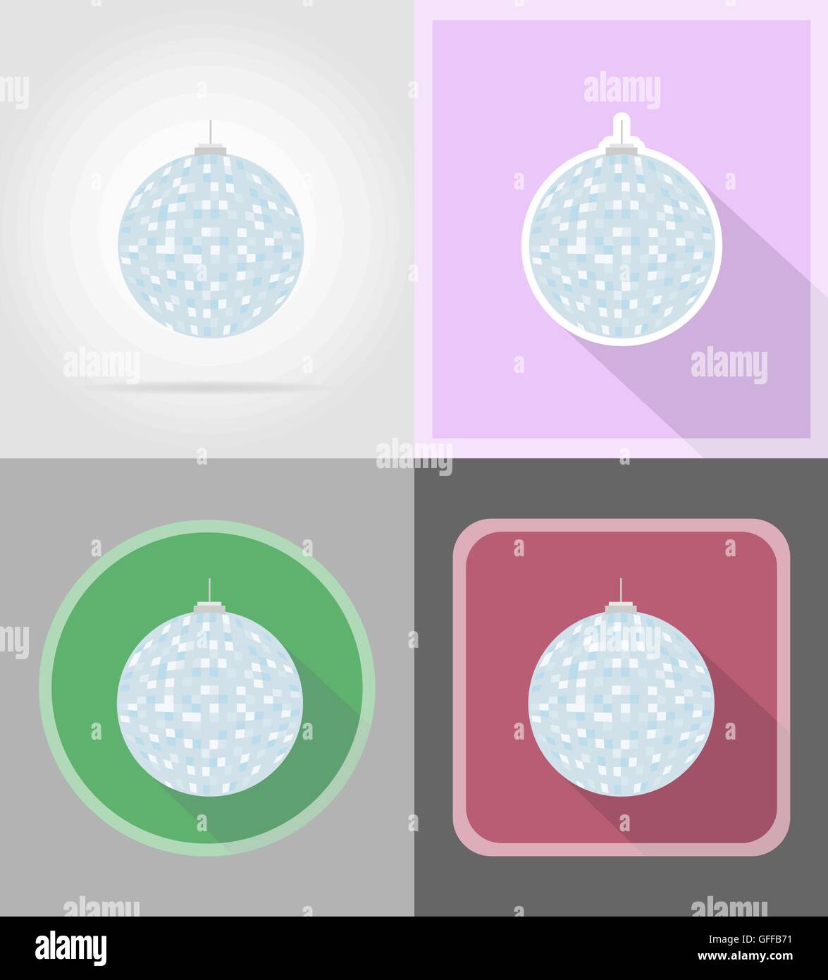 disco ball for celebration flat icons vector illustration isolated on ...