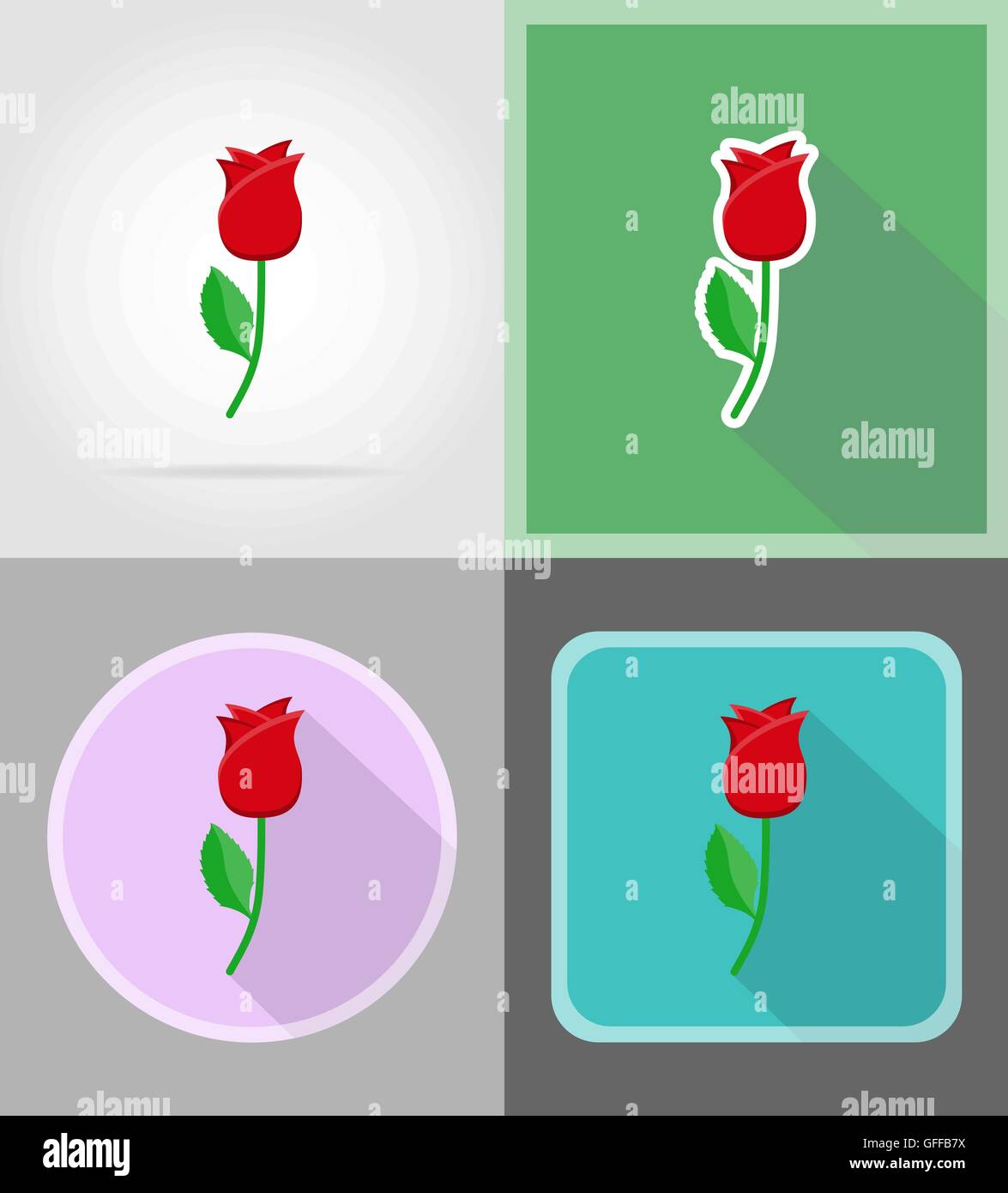 flower flat icons vector illustration isolated on background Stock ...