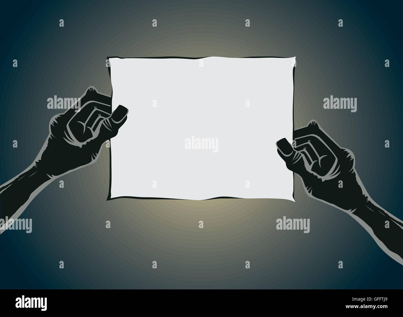 Zombie hand holding old paper no text Stock Vector