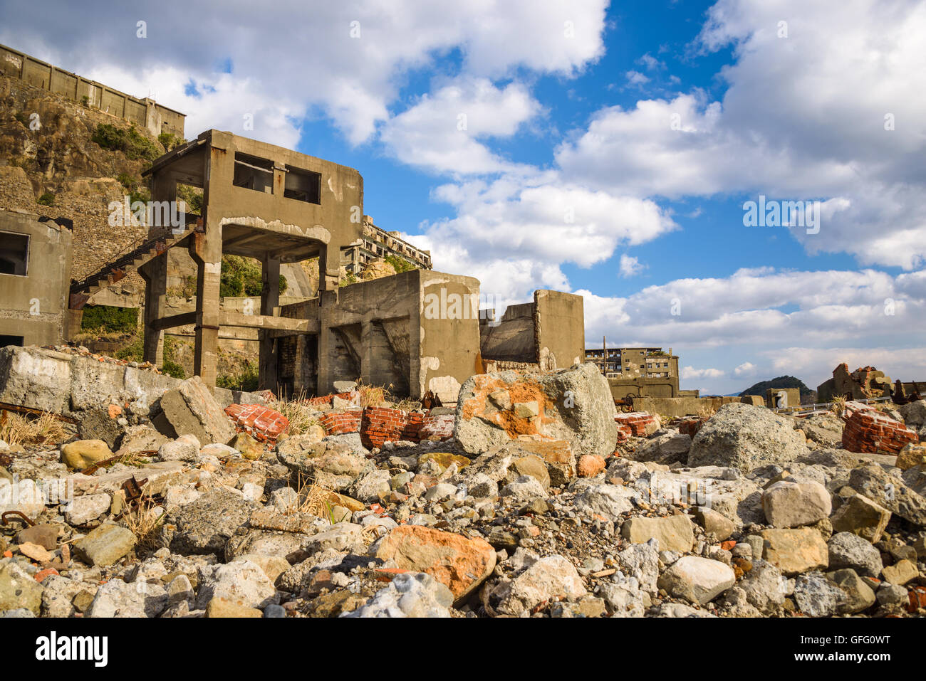 Abandoned island of Gunkanjima, Nagasaki, Japan Stock Photo Alamy