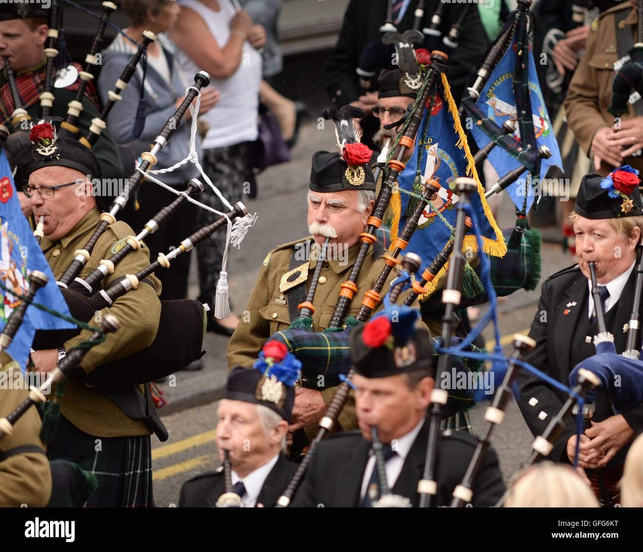 The Kings Own Scottish Borderers association mark Minden Day in Berwick, celebrated as their most auspicious Battle Honour. Stock Photo