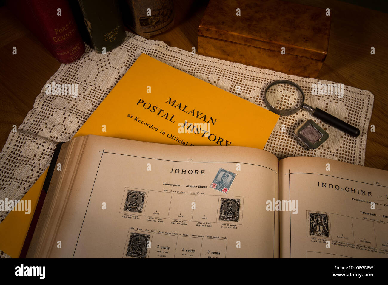 Stamp collecting as a pastime with rare and expensive stamps and High catalogue values Stock