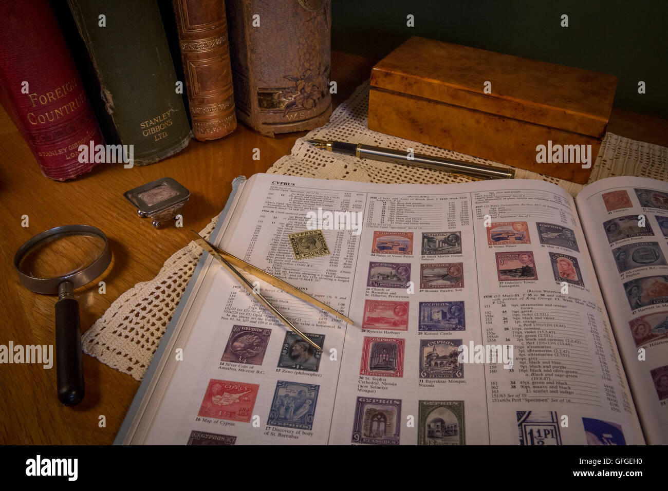 Stamp collecting as a pastime with rare and expensive stamps and High