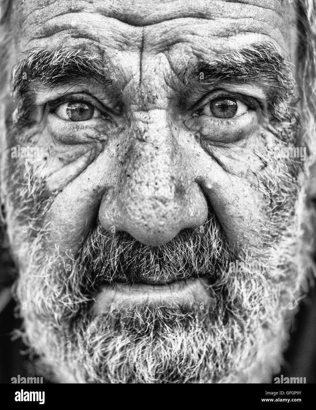 High contrast  picture old man Stock Photo