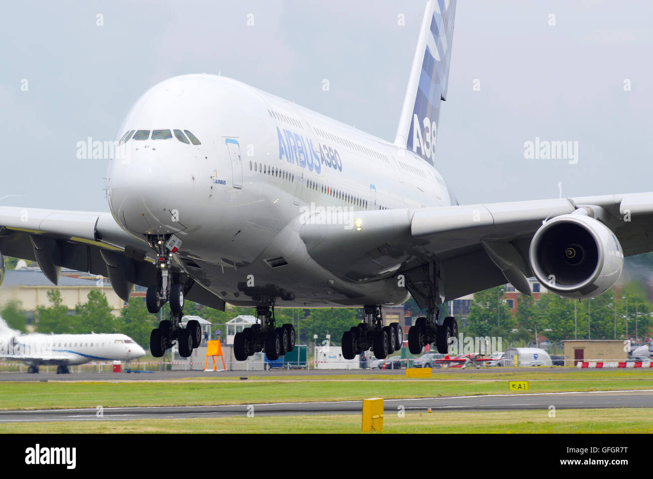 Airbus A380 at Farnborough international air show Stock Photo