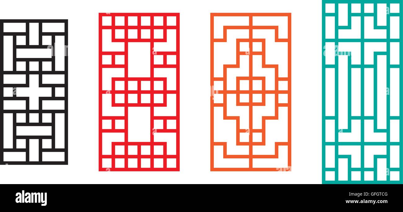 Rectangle Chinese window with pattern, vector Stock Vector Image & Art