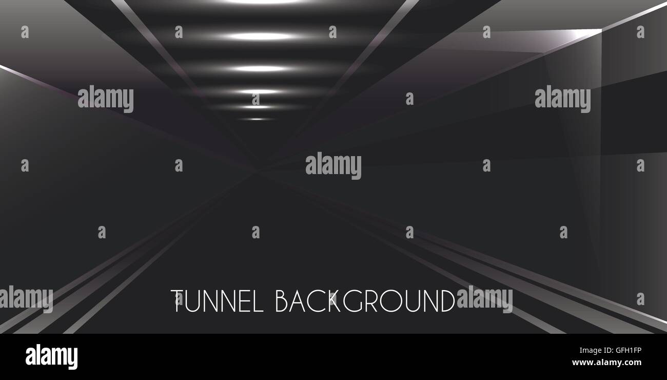 Urban background with dark city tunnel. Stock Vector